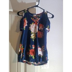Boutique Kids 3xl (Large) navy blue floral shirt